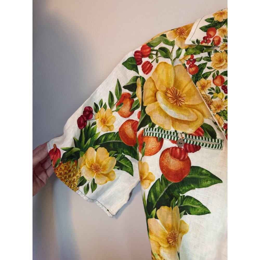 FARM Rio floral-print belted jumpsuit Linen Tropical Vacation Resort XS NEW $284 - Picture 14 of 16